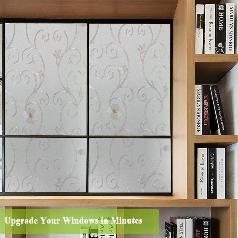 Mikomer 3D Flower Privacy Window Film,Frosted Decorative Glass Door Film,No Adhesive Stained Glass Window Decor,Static Cling Heat Control Anti UV for Home and Office,35 inches by 78.7 inches - Image 4